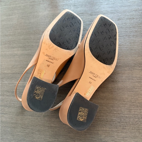 Jimmy Choo Tan Leather Slingback Loafers